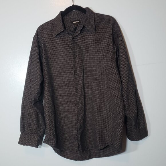 Claiborne Men's Black Geometric Button Up Dress Shirt Size M - Picture 1 of 5